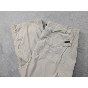 Columbia Men 38x30 Omni-Shade Convertible Cargo Pants Khaki Beige Hiking Zip Off